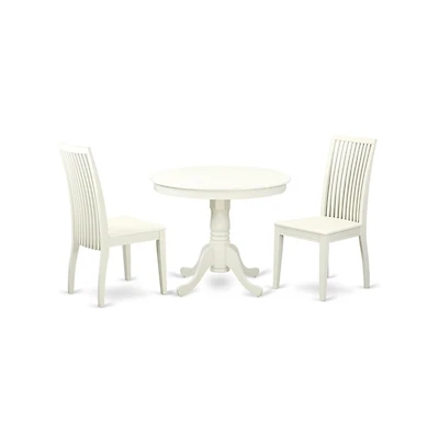 East West Furniture Dining Room Set Linen White