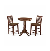 East West Furniture 3 Pc pub Table set-pub Table and 2 Dining Chairs