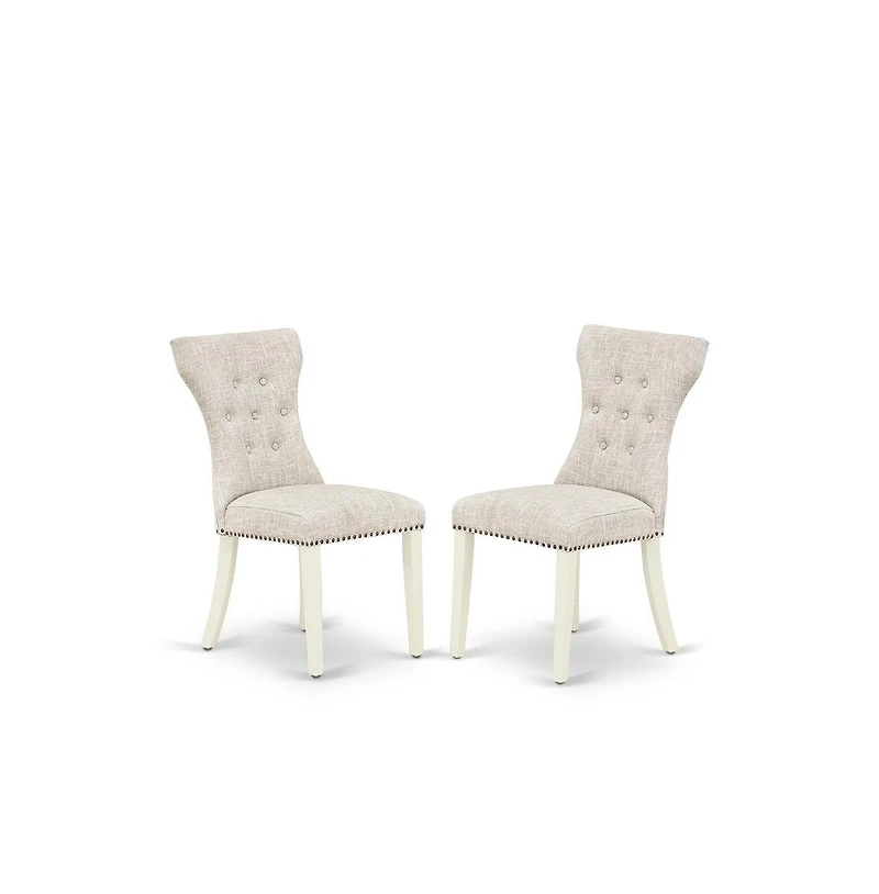 East West Furniture 5-Piece Modern Dining Table Set- 4 Dining Padded Chairs with Doeskin Linen Fabric Seat and Button Tufted Chair Back