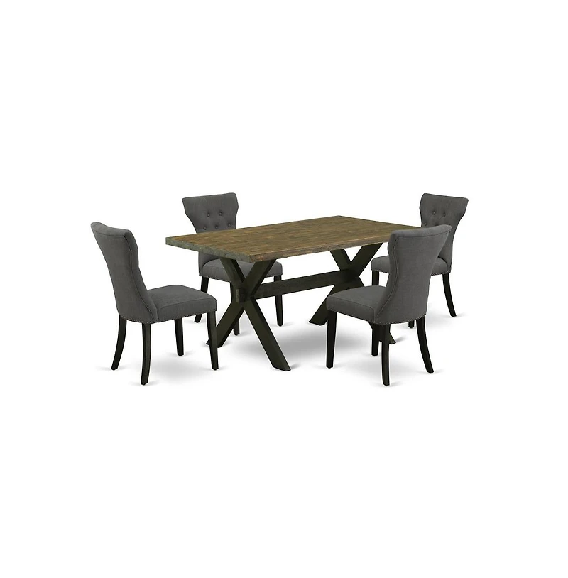East West Furniture 5-Piece Kitchen Dinette Set Included 4 Parson chairs Upholstered Seat and Rectangular Dining Table with Dining Table