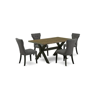 East West Furniture 5-Piece Kitchen Dinette Set Included 4 Parson chairs Upholstered Seat and Rectangular Dining Table with Dining Table