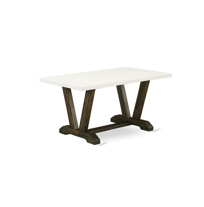 East West Furniture 5-Pc Dining Room Table Set Includes 4 Dining Chairs with Upholstered Seat and High Back and a Rectangular Dining Table