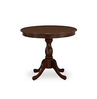 East West Furniture 3 Piece Dining Table Set - 1 Pedestal Table and 2 Light Tan Dinning Chairs - Mahogany Finish