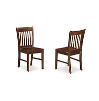 East West Furniture 3 Pc Kitchen Dining Table Set - Mahogany Dropleaf Dining Table and 2 Mahogany Kitchen Chairs with Slatted Back - Mahogany Finish