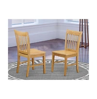 East West Furniture 5 Piece Dining Room Set - Oak Mid Century Modern Kitchen Table and 4 Oak Kitchen Chairs with Slatted Back - Oak Finish