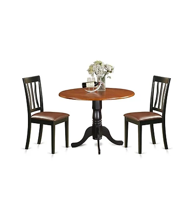 East West Furniture Dining set - 3 Pcs with 2 Wood Chairs