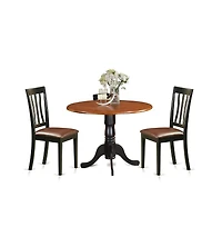 East West Furniture Dining set - 3 Pcs with 2 Wood Chairs