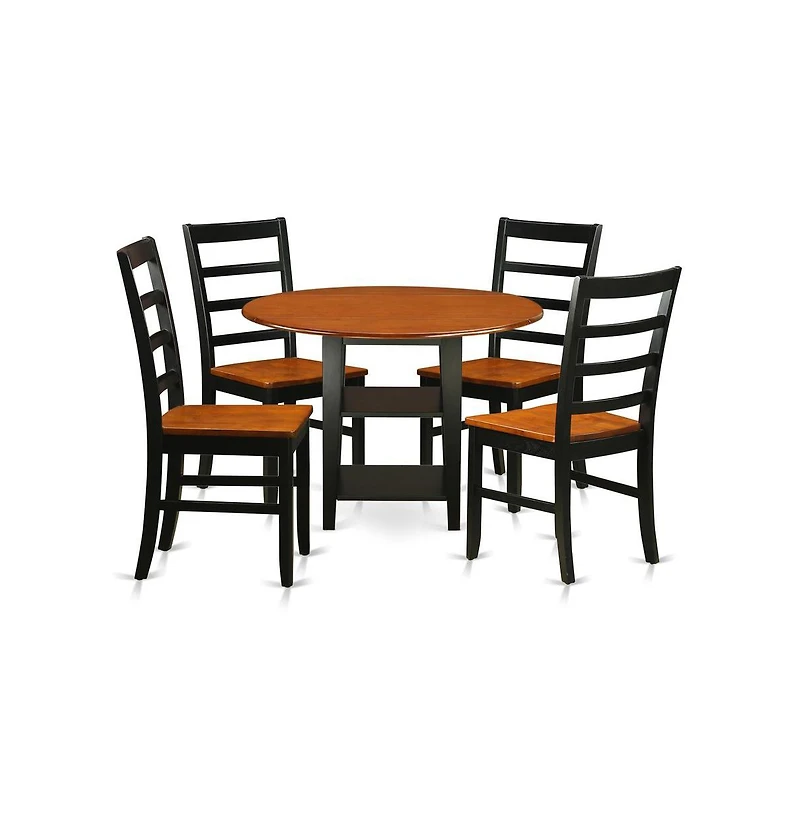 East West Furniture Dining Room Set Black & Cherry