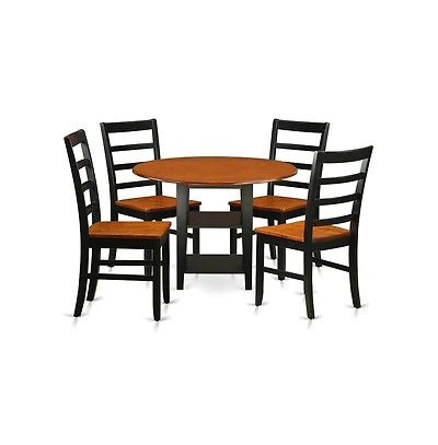 East West Furniture Dining Room Set Black & Cherry