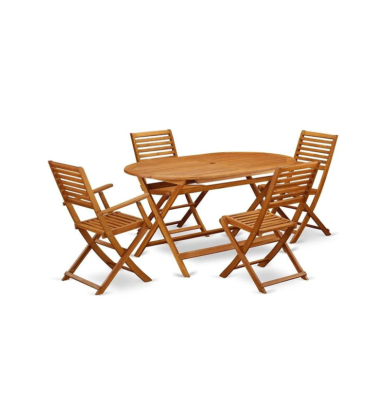 East West Furniture Wooden Patio Set Natural Oil