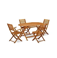East West Furniture Wooden Patio Set Natural Oil