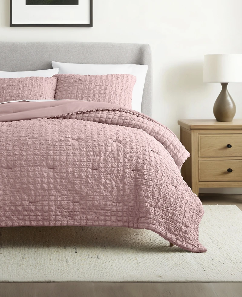 Ienjoy Home Textured Seersucker Box 3-Pc. Comforter Set, Twin/Twin Xl