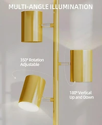 Sugift Modern 3-Head Adjustable Floor Lamp with Independent Switches, Led Bulbs Included, Tall Standing Lamp
