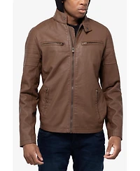 Xray Men's Hooded Stand Collar Pu Leather Jacket