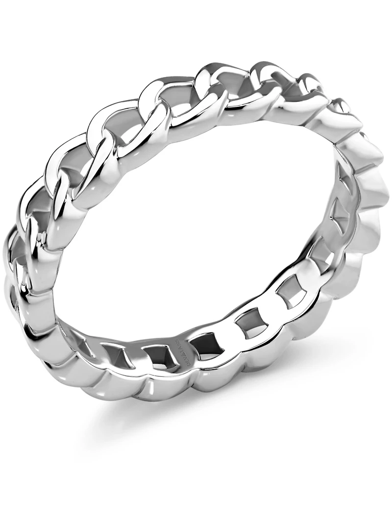 Devata Curb Link Ring Rhodium Plated Sterling Silver, 9