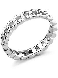 Devata Curb Link Ring Rhodium Plated Sterling Silver, 9