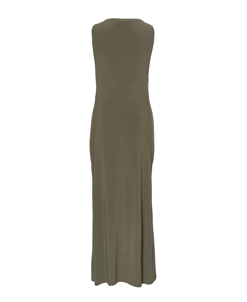 Quiz Women's Ity Wrap Maxi Dress with Gold Bar Trim