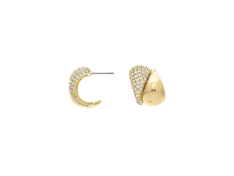 Rivka Friedman 18K Gold-Plated Pave Interlocking Teardrop Cz Huggie Hoop Earrings