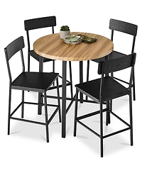 Best Choice Products 5-Piece Modern Round Counter Height Dining Set w/ 4 Chairs, 1.5in Thick Table