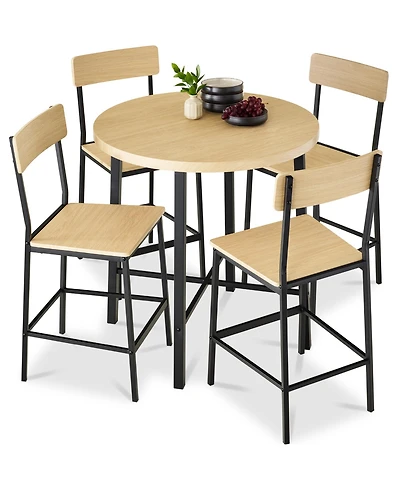 Best Choice Products 5-Piece Modern Round Counter Height Dining Set w/ 4 Chairs, 1.5in Thick Table