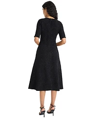 Maggy London Women's Crewneck Metallic Midi Dress