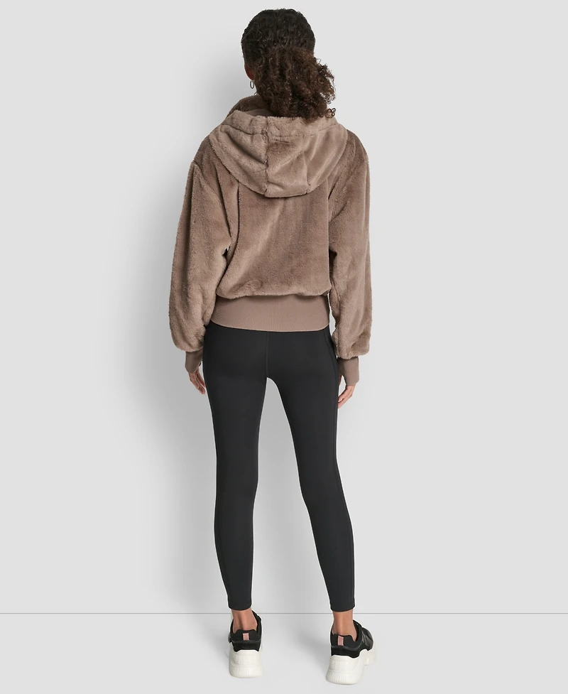 Dkny Sport Women's Faux-Fur Zip-Front Bomber Jacket