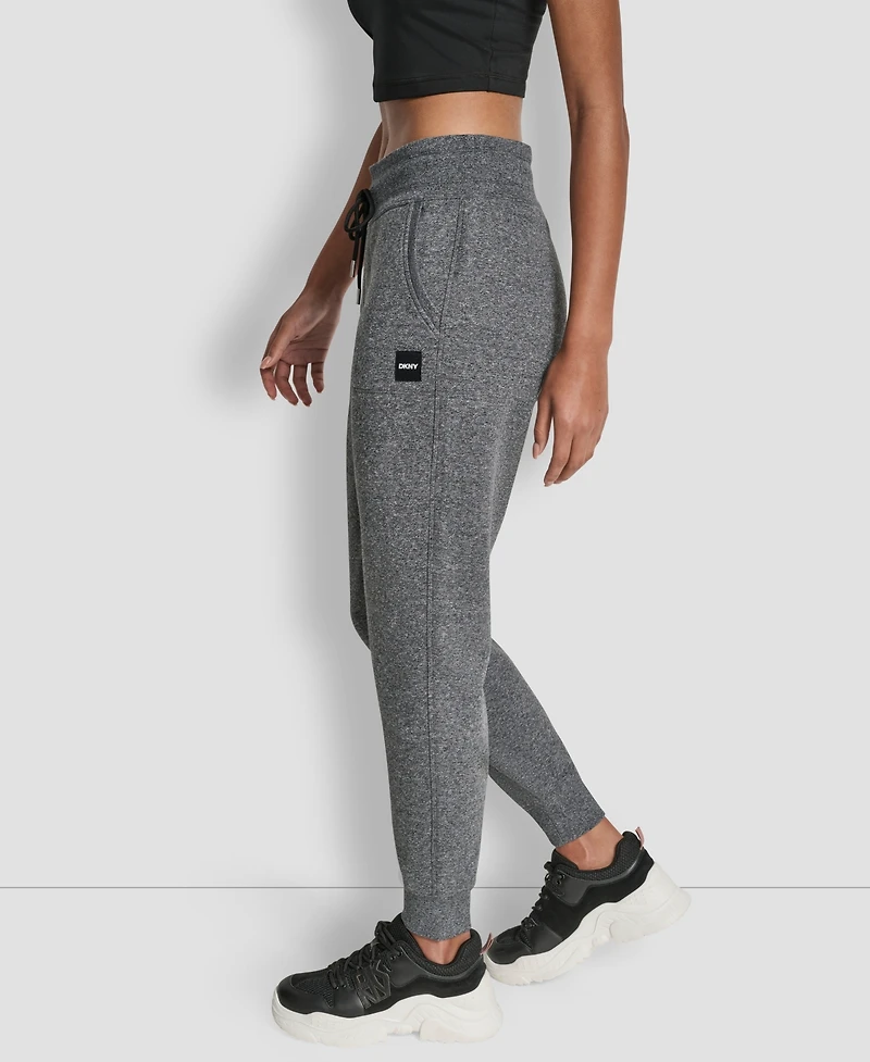 Dkny Women's Tonal Logo Patch Rib Trim Side Pockets Jogger