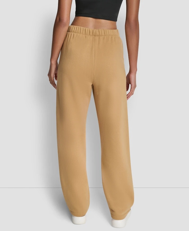 Dkny Women's Flocked Logo Boyfriend Open Leg Pants