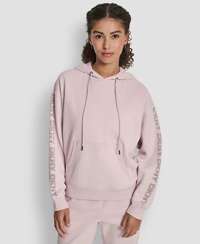 Dkny Sport Women's Rhinestone Logo Fleece Hoodie