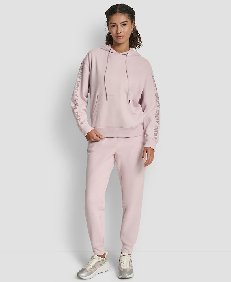 Dkny Sport Women's Rhinestone Logo Fleece Hoodie