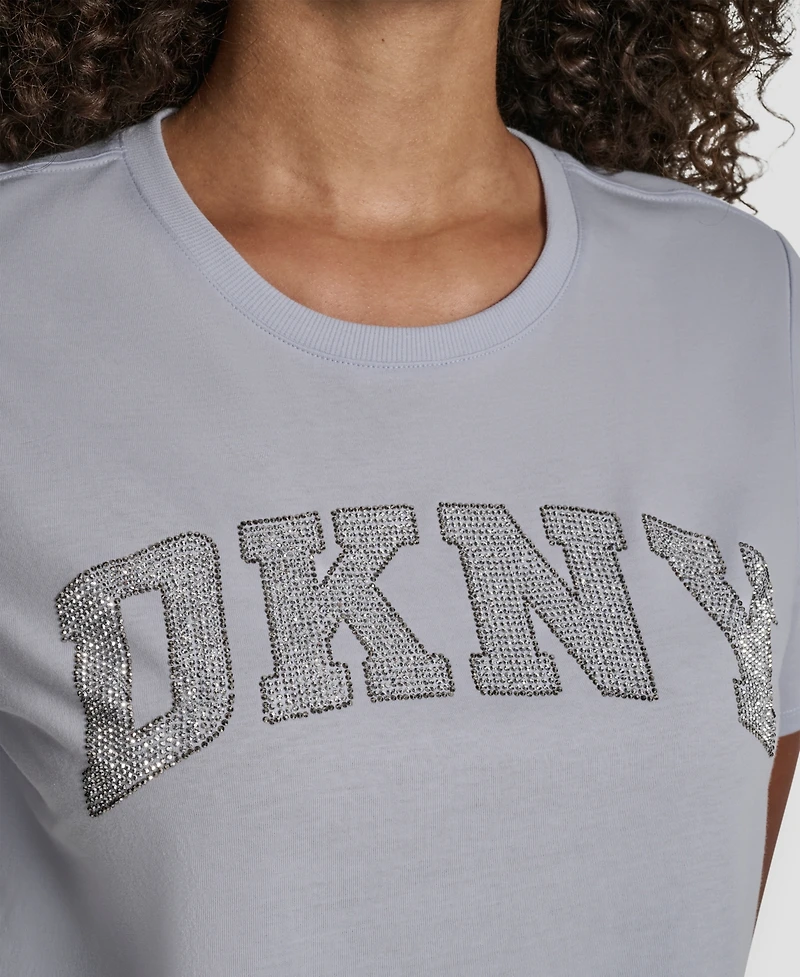 Dkny Women's Arched Exploded Rhinestone Crewneck T-Shirt