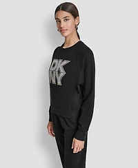 Dkny Women's Mixed Metal Stack Glitter Crewneck Top