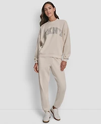 Dkny Women's Exploded Rhinestone Varsity Logo Sweatshirt