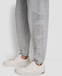 Dkny Women's Exploded Rhinestone Varsity Logo High Rise Relaxed Jogger