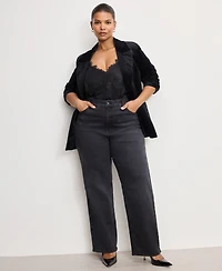 Good American Women's Long Sleeve Velvet Sculpted Blazer, Regular and Plus Size