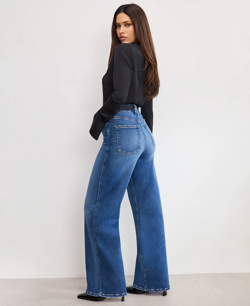 Good American Women's Soft Tech Skate Wide Leg Jeans, Regular and Plus