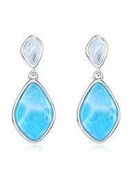 Sterling Silver, Marquise Larimar & Mop Earrings