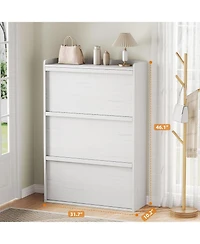 gaomon Shoe Cabinet with 3 Flip Drawers, Modern Shoe Rack Storage Organizer with 3-Tier Adjustable Shelves,Shoe Cabinet for Entryway,Living Room,White