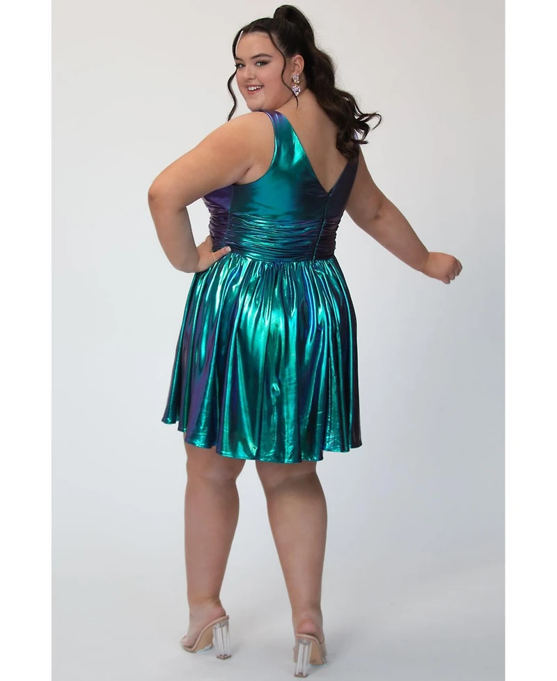 Sydney's Closet Blue & Green Iridescent A-line Party Dress