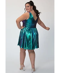 Sydney's Closet Blue & Green Iridescent A-line Party Dress