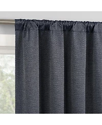 Sun Zero Parsons Herringbone Magnetic Closure 100% Blackout Rod Pocket Curtain Panel Pair