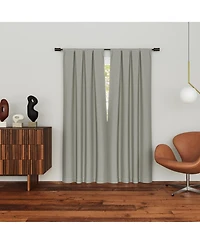 Sun Zero Parsons Herringbone Magnetic Closure 100% Blackout Rod Pocket Curtain Panel Pair