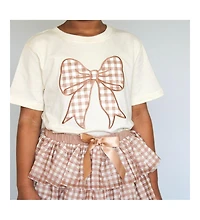 Sweet Wink Baby Girls Gingham Bow Patch Short Sleeve T-Shirt