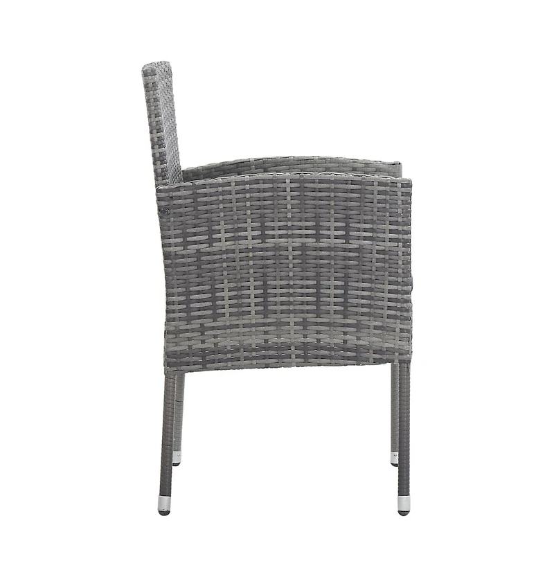 vidaXL Patio Chairs with Dark Gray Cushions 2 pcs Gray Poly Rattan