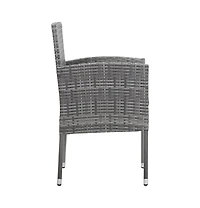 vidaXL Patio Chairs with Dark Gray Cushions 2 pcs Gray Poly Rattan