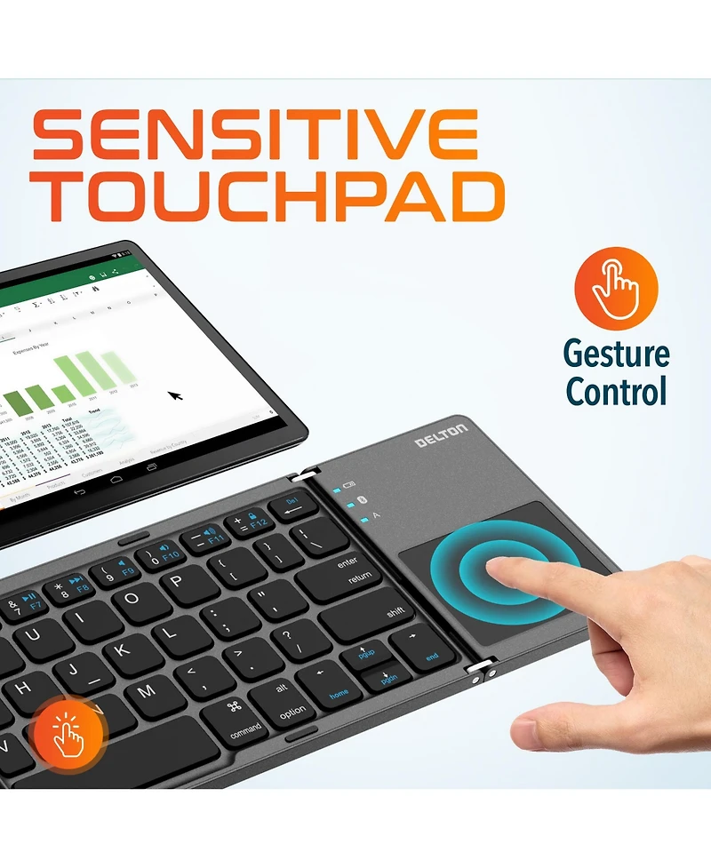 Delton F75 Portable Foldable Bluetooth Keyboard with Sensitive Touchpad (DKBF75)
