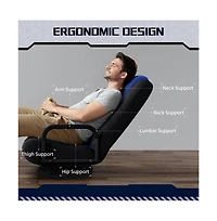 Yaheetech Reclining Swivel Floor Gaming Chair Black/ Red