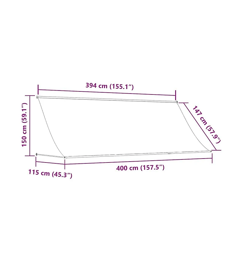vidaXL Awning Cream Steel frame and 100% polyester fabric with Pa coating