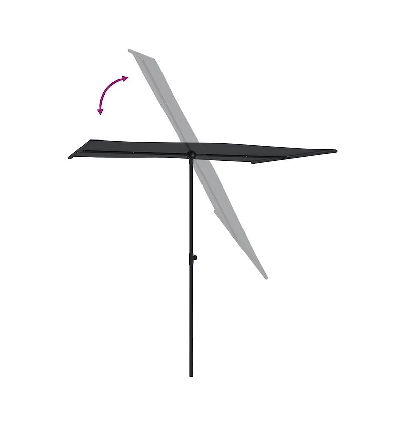 vidaXL Garden Parasol Black Polyester, Aluminum 6.6 x 4.9 ft Rotatable