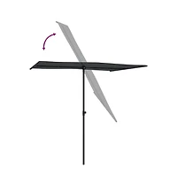 vidaXL Garden Parasol Black Polyester, Aluminum 6.6 x 4.9 ft Rotatable